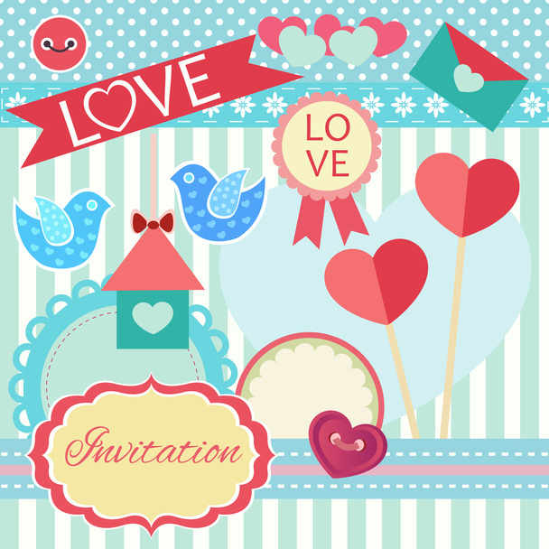 Gift cards and invitations with ribbons. Vector background - Vector, Image
