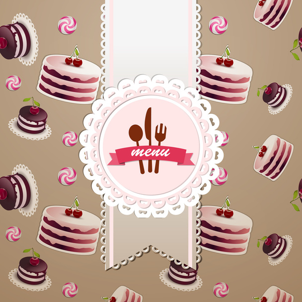 カップケーキとキャンディのシームレスなパターン - ベクター画像