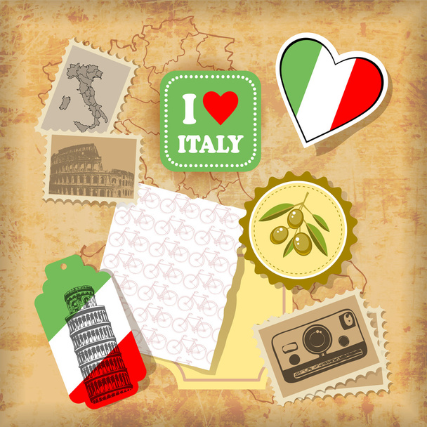Italy landmarks and symbols - Vector, Image