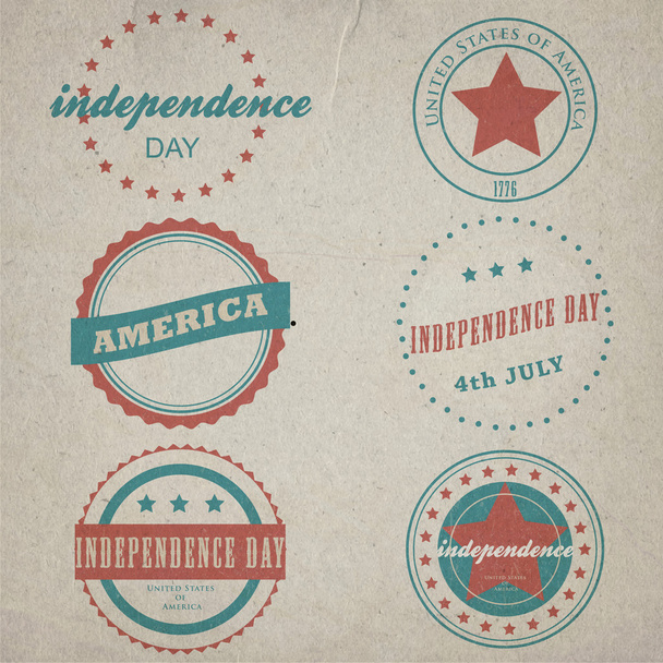 Vector conjunto de etiquetas vintage para el día de la independencia
 - Vector, Imagen