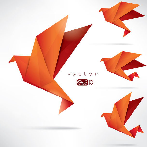 Origami pájaro de papel sobre fondo abstracto
 - Vector, imagen