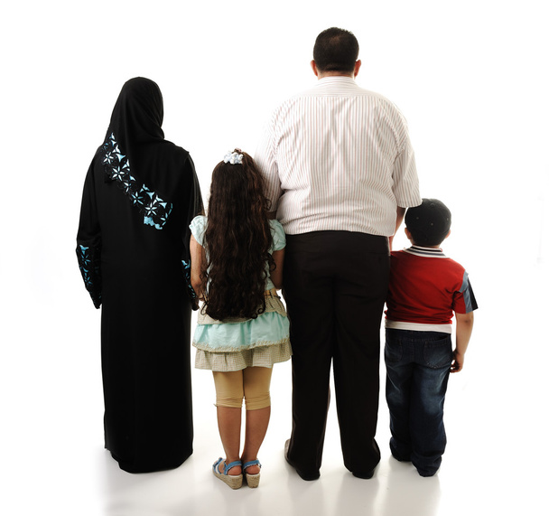 Arabic family, four members isolated - Photo, image