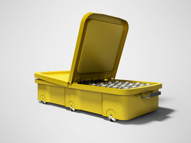 gelber Strand-Kühlschrank für Konserven auf zwei Seiten offen - Foto, Bild