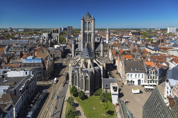 Gent, Belgium - View of the city and the church of St. Nicholas  - Foto, immagini