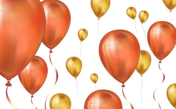 Couleur orange brillant Flying helium Balloons toile de fond avec effet flou. Mariage, anniversaire et fond d'anniversaire. Illustration vectorielle pour carte d'invitation, brochure de fête, bannière
 - Vecteur, image