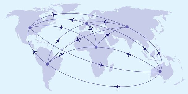 Межконтинентальные пассажирские рейсы - векторная иллюстрация
 - Вектор,изображение