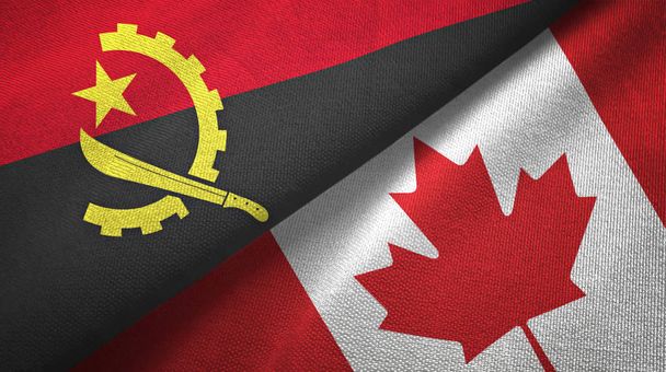Αγκόλα και Καναδάς δύο σημαίες ύφασμα υφασμάτων, υφή υφάσματος  - Φωτογραφία, εικόνα
