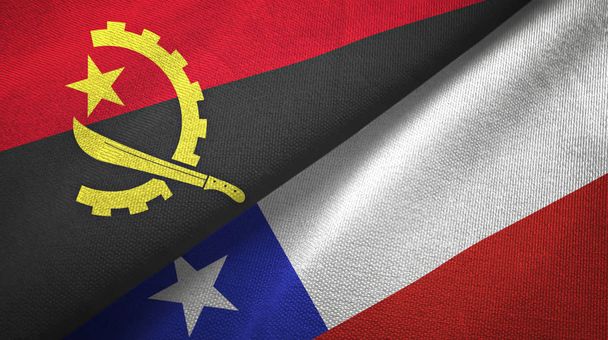 Angola und Chili zwei Flaggen Textiltuch, Textur - Foto, Bild