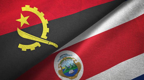 Angola ve Kosta Rika iki bayraklar tekstil kumaş, kumaş doku - Fotoğraf, Görsel