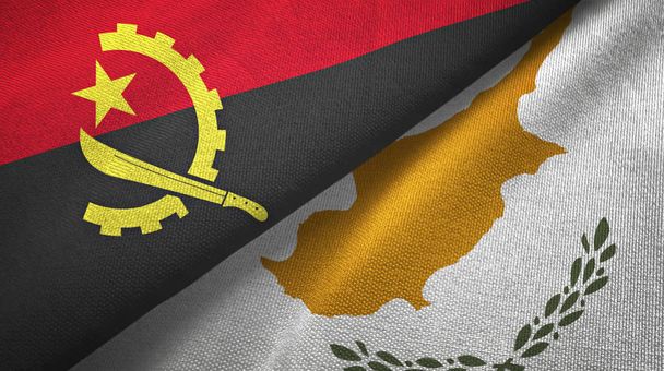 Angola i Cypr dwie flagi tkanina tekstylna, tekstura tkaniny - Zdjęcie, obraz