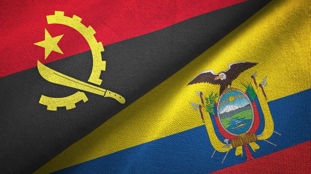 Angola y Ecuador dos banderas de tela textil, textura de tela
 - Foto, Imagen