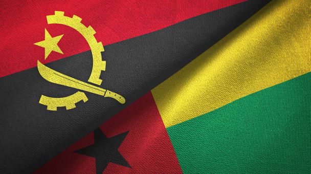 Angola a Guinea-Bissau dvě vlajky textilní tkaniny, textura textilií - Fotografie, Obrázek