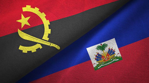 Angola und Haiti zwei Flaggen Textiltuch, Textur - Foto, Bild