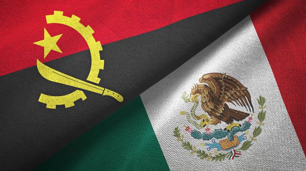 Angola und Mexiko zwei Flaggen Textilstoff, Textur - Foto, Bild