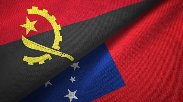 Angola und Samoa zwei Flaggen Textiltuch, Textur - Foto, Bild