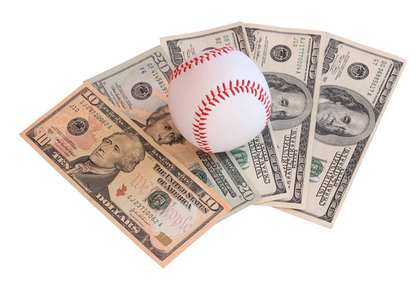 baseball ball on money - Valokuva, kuva