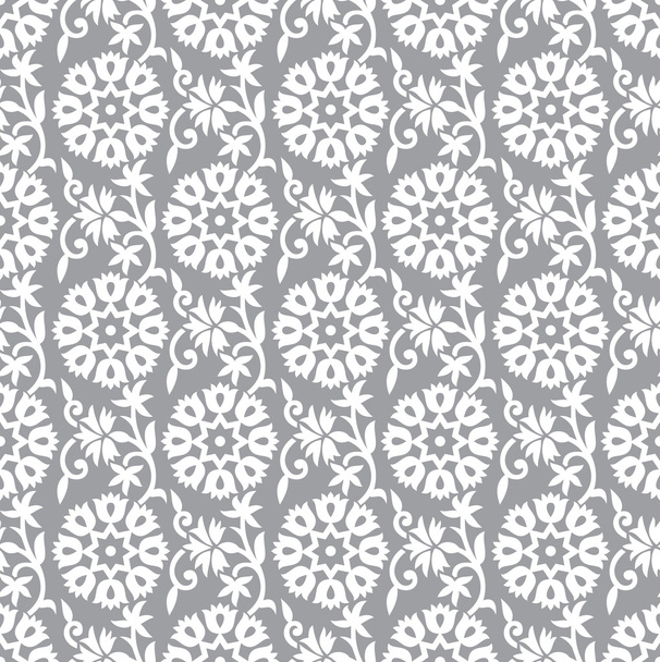 Seamless silver floral background - Vector, Image