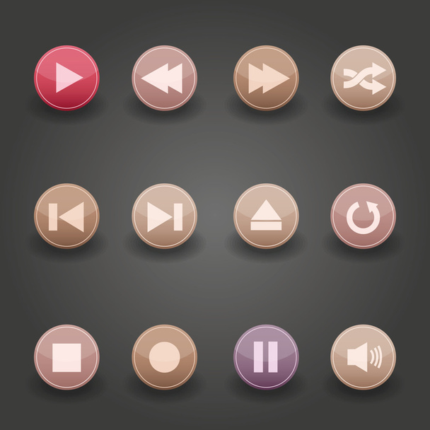 Media player buttons collection - Vetor, Imagem