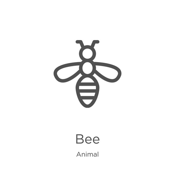 bee icon vector from animal collection. Thin line bee outline icon vector illustration. Outline, thin line bee icon for website design and mobile, app development. - Vector, Image