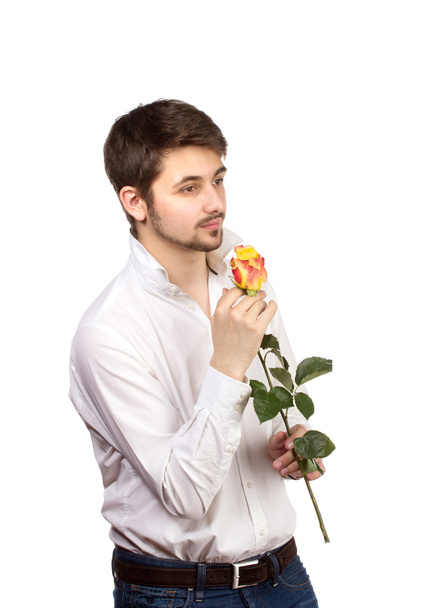 man with rose - Foto, afbeelding
