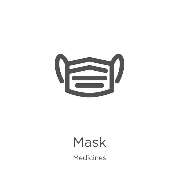 mask icon vector from medicines collection. Thin line mask outline icon vector illustration. Outline, thin line mask icon for website design and mobile, app development. - Vector, Image
