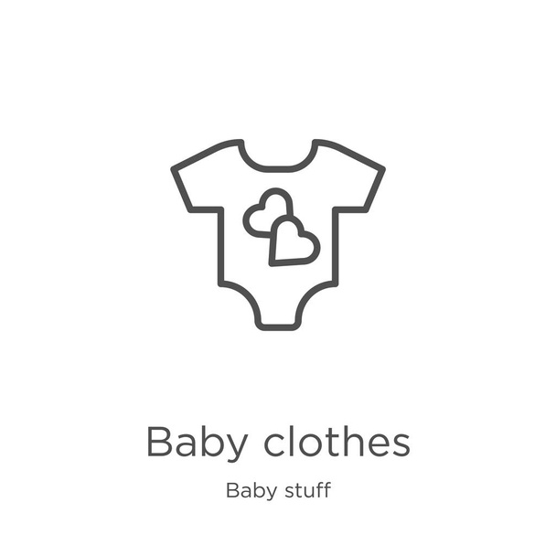 Βρεφικά ρούχα εικονίδιο διάνυσμα από τη συλλογή πραγμάτων μωρών. Λεπτή γραμμή ρούχα μωρό εικόνα περίγραμμα εικονίδιο διανυσματικό. Περίγραμμα, λεπτή γραμμή για τα Βρεφικά ρούχα για το σχεδιασμό της ιστοσελίδας και το κινητό, ανάπτυξη εφαρμογών. - Διάνυσμα, εικόνα