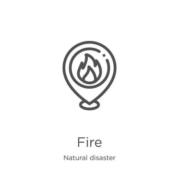 fire icon vector from natural disaster collection. Thin line fire outline icon vector illustration. Outline, thin line fire icon for website design and mobile, app development. - Vector, Image