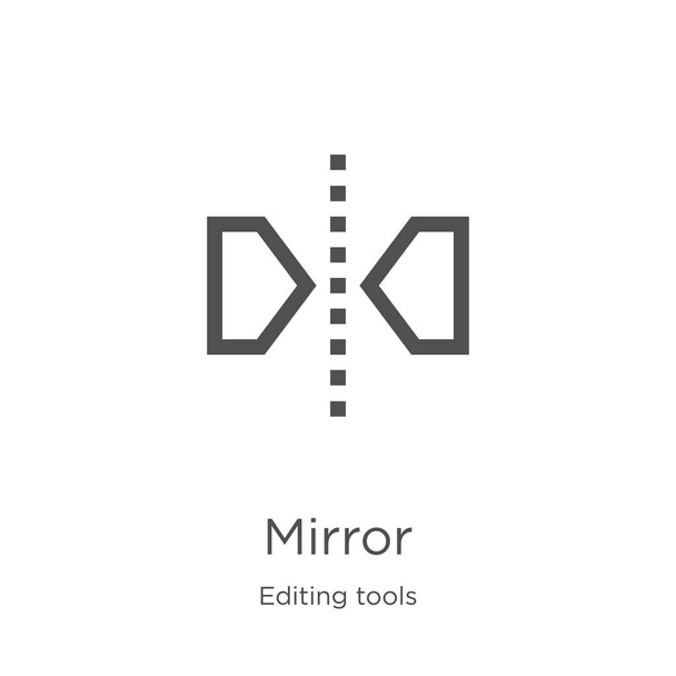 Mirror icon vector uit de collectie editing tools. Dunne lijn spiegel contour pictogram vector illustratie. Overzicht, Thin Line mirror-icoon voor website-ontwerp en mobiel, app-ontwikkeling. - Vector, afbeelding