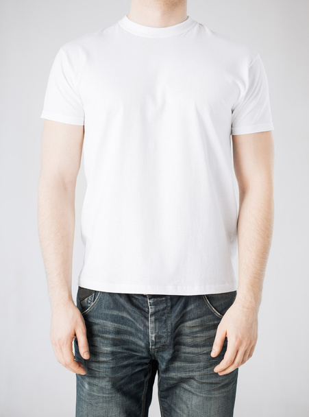 Man in blank t-shirt - 写真・画像