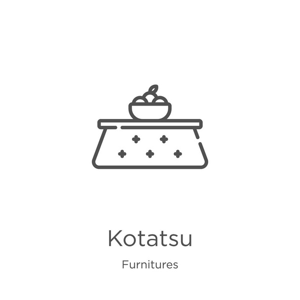 kotatsu ikona wektor z mebli kolekcja. Cienka linia kotatsu kontur ikona wektor ilustracji. Zarys, cienka linia kotatsu ikona do projektowania stron internetowych i mobilnych, tworzenie aplikacji. - Wektor, obraz