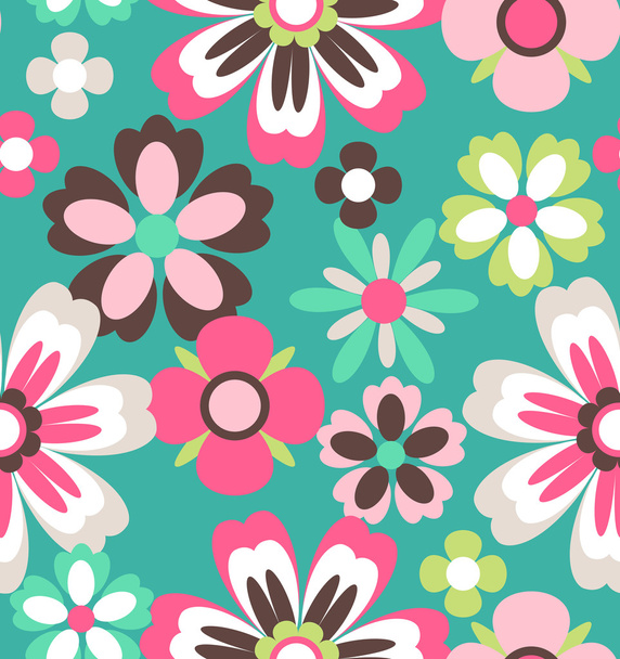 Seamless spring retro flower vector pattern background - Vector, imagen