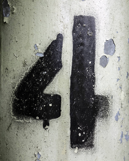 Written Wording in Distressed State Typography Found Number Four 4 - 写真・画像