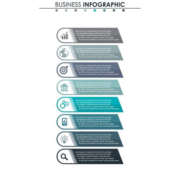 Business data, chart. Abstract elements of graph, diagram with 8 steps, strategy, options, parts or processes. Vector business template for presentation. Creative concept for infographic. - Vecteur, image