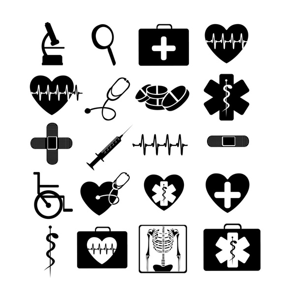 medical icons monochrome - Vector, Image