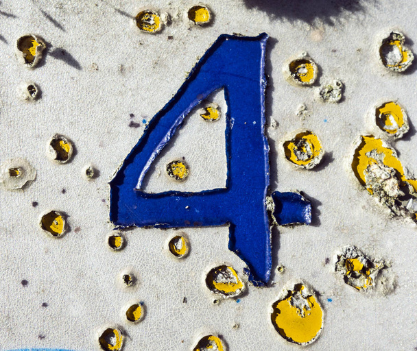 Written Wording in Distressed State Typography Found Number Four 4 - 写真・画像