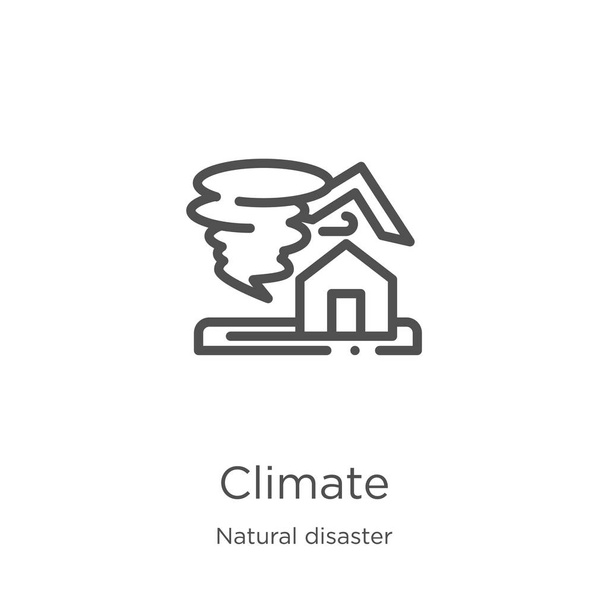 éghajlat ikon vektor természeti katasztrófa-gyűjtemény. Vékony vonal klíma vázlat ikon vektor illusztráció. Vázlat, vékony vonal éghajlat ikon weboldal tervezés és a mobil, app fejlesztés. - Vektor, kép