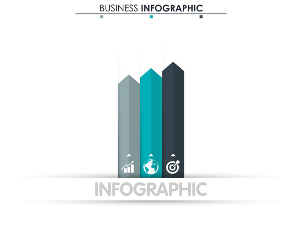 Business data. Process chart. Abstract elements of graph, diagram with 3 steps, options, parts or processes. Vector business template for presentation. Concept for infographic.Vector - Vetor, Imagem