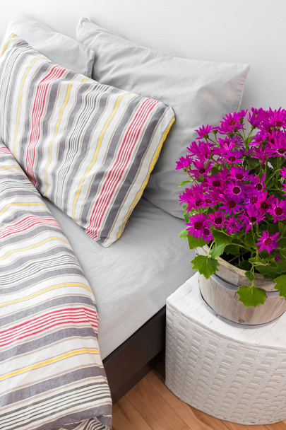 Bright purple flowers decorating a bedroom - Photo, Image