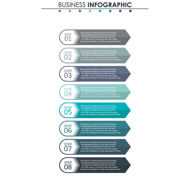 Business data, chart. Abstract elements of graph, diagram with 8 steps, strategy, options, parts or processes. Vector business template for presentation. Creative concept for infographic. - Wektor, obraz