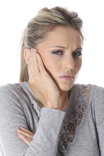 Model Released. Young Woman with Toothache - Photo, image