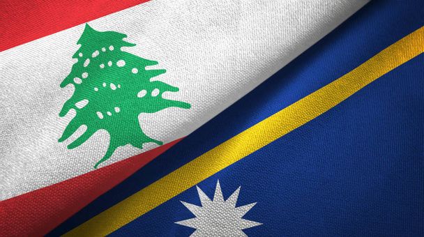 Libano e Nauru due bandiere tessuto, tessitura tessuto
 - Foto, immagini