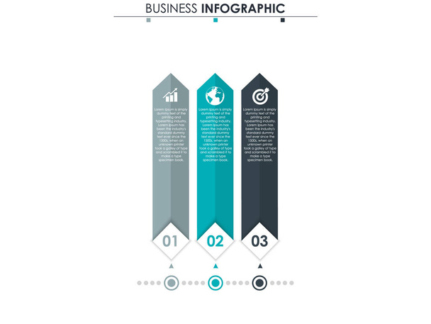 Business data, chart. Abstract elements of graph, diagram with 3 steps, strategy, options, parts or processes. Vector business template for presentation. Creative concept for infographic. - Vektör, Görsel