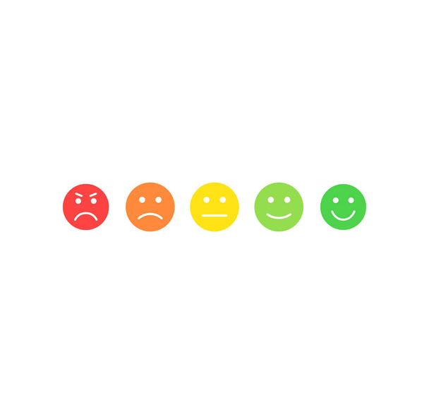 Feedback vector concept. Rank, level of satisfaction rating. Excellent, good, normal, bad awful. Feedback in form of emotions, smileys, emoji. User experience. Review of consumer. - Вектор, зображення