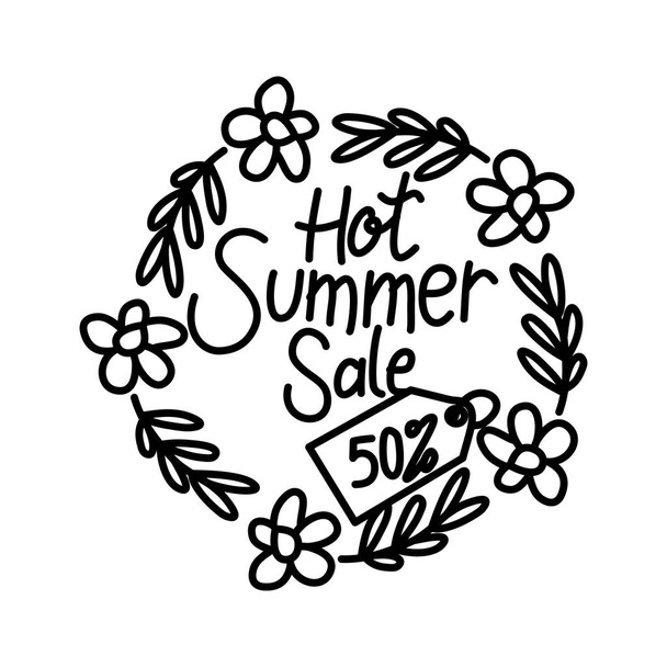 Hot Summer Sale Script Text Design Template - Vector, Image