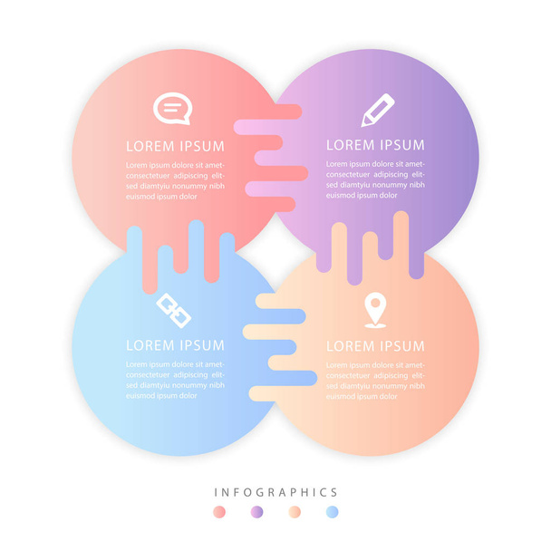 Vektor infographic tervezés UI sablon kereszt lánc színes Gradi - Vektor, kép