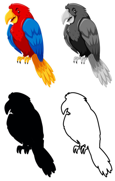 Set of parrot character - Vektor, Bild
