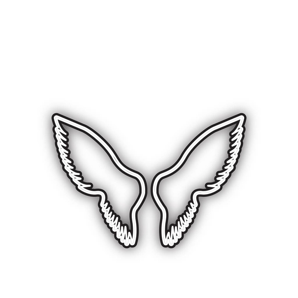 Wings sign illustration. Vector. Double contour black icon with soft shadow at white background. Isolated. - Vector, Image
