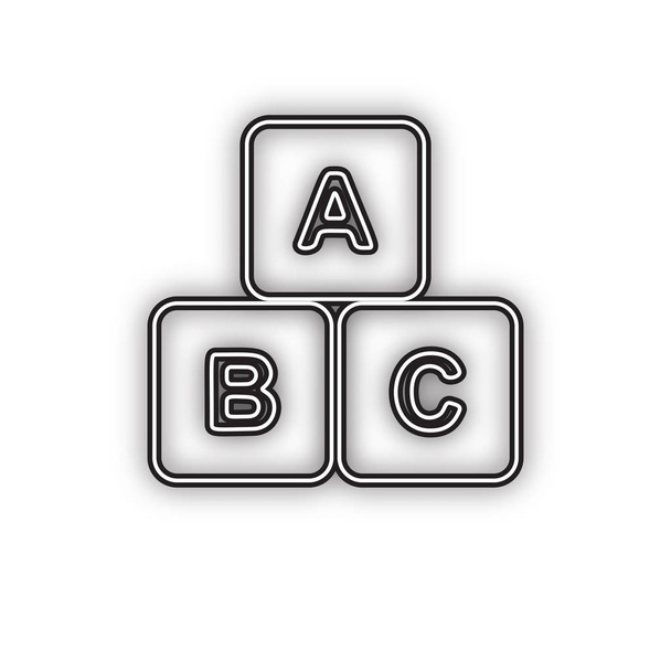 Ilustración del signo del cubo ABC. Vector. Icono negro de doble contorno con sombra suave sobre fondo blanco. Aislado
. - Vector, imagen