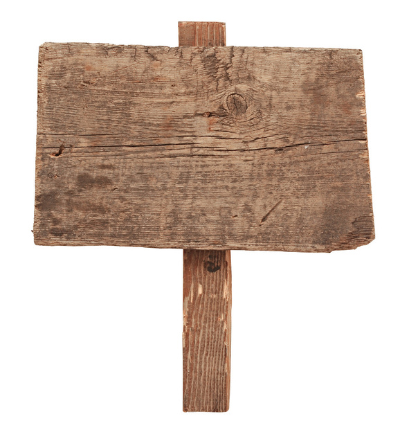 Signo de madera aislado en blanco. Madera letrero tablones viejos. - Foto, imagen