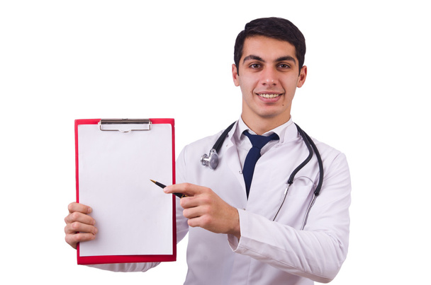Male doctor isolated on the white - Photo, image